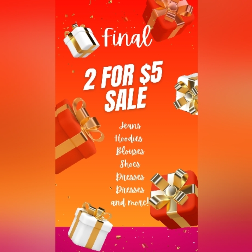 2 for $5 Sale on Clothing and Accessories